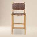Banda Teak & Woven Leather Counter Height Stool